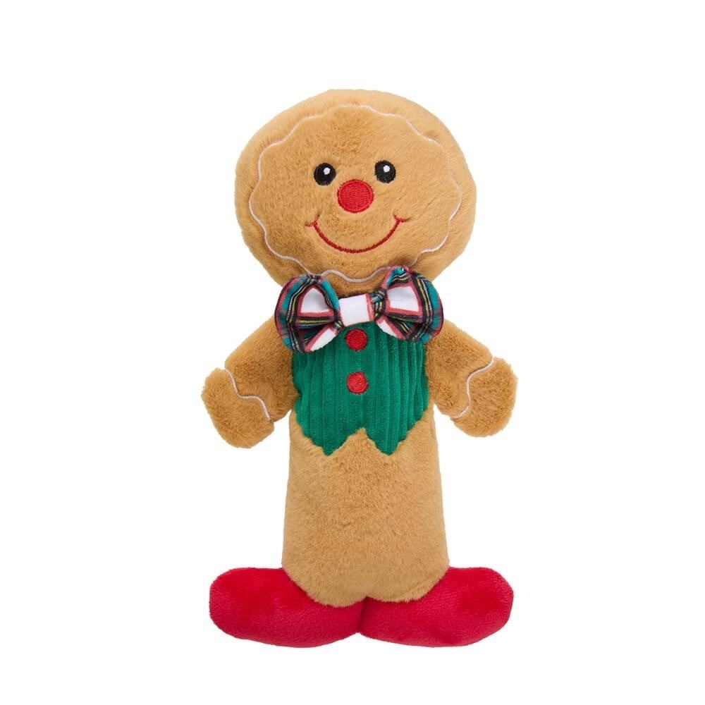Gingerbread Double Squeaker Plush Dog Toy Toss Shake Thrash Christmas Stuffy New